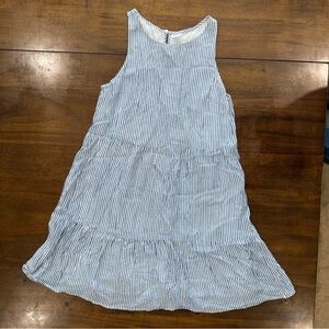 Old Navy Blue White Seersucker Sleeveless A Line Flare Ruffle Tank Dress XS